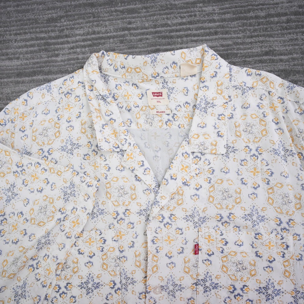 Levis Classic Camper Shirt Men Relaxed Fit Short Sleeve Geometric New 2XL